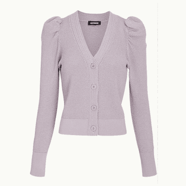 Puff Shoulder Stitched Cardigan from Express